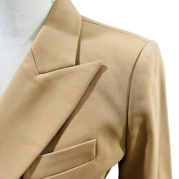 Michael Kors NWT Size 2 Double Breasted Peak Lapel Blazer Jacket Dark Camel - Picture 8 of 14